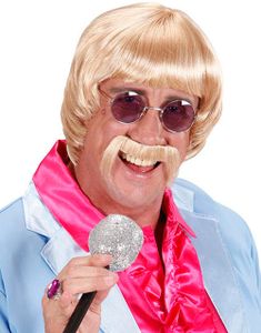 Blond Beatles Inspirerad Peruk med Mustasch och Glasögon 