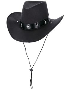 Svart Cowboyhatt med Snor