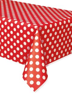 Röd Plastduk med Vita Polka Dots 274x137 cm