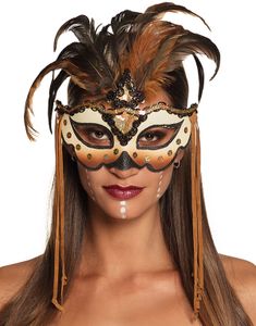 Voodoo Ögonmask med Fjädrar och Band