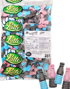 2,5 kg Lutti Bubblizz Liquorizz – Rosa och Blå Bubbelgumflaskor med Lakrits