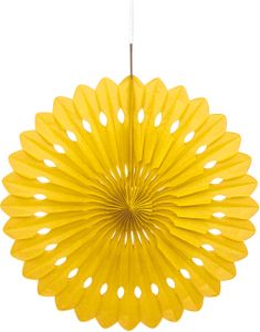1 st Gul Dekorationssolfjäder i Silkespapper 40 cm