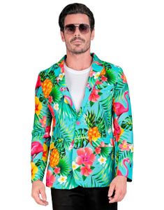 UV Glow Kostymejakke med Tropisk/Flamingomotiv til Herre