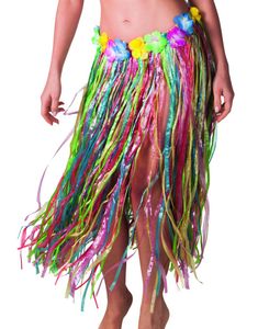 Flerfärgad Hawaii-kjol med Blomsterkant 80 cm