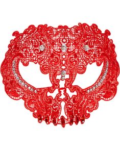 Röd Virkad Day of the Dead Ögonmask med Stenar