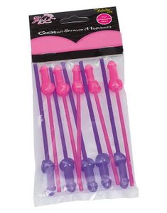 Återanvändbara Cocktail Sugrör m/Penistut - 10 Stk