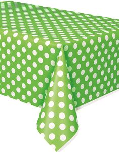 Limegrön Plastduk med Vita Polka Dots 274x137 cm