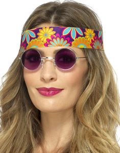 Runda Lennon/Hippieglasögon med Lila Glas