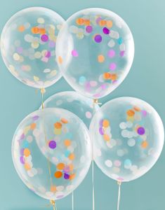 5 st Genomskinliga Ballonger med Konfetti - Plocka och Mixa