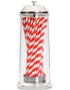 Retro Glass Dispenser med 50 Papirsugerør - Bar Bespoke