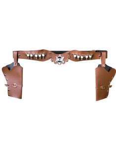 Brunt Cowboybälte med Två Hölster och Patroner