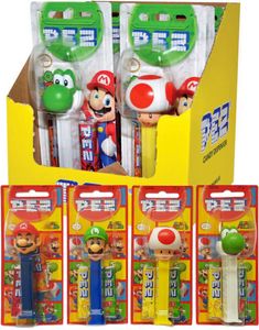 12 stk Assorterade Super Mario Pez-hållare med 2 stk Pez-paket - Hel Låda