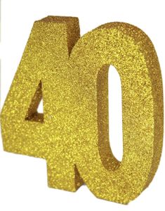 Guldfärgad Glittrande 40 År Bordsdekoration 20 cm