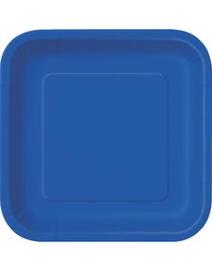 14 st Fyrkantiga Royalblå Papptallrikar 22 cm