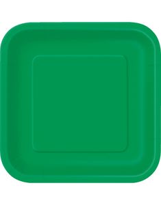 14 st Fyrkantiga Gröna Papptallrikar 22 cm