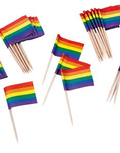 50 stk Regnbågsfärgade Mat/Kakflaggor 6,5x3,5 cm