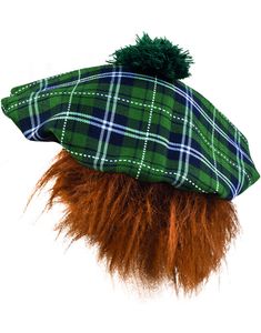 Grön Basker/Skottehatt med Hår