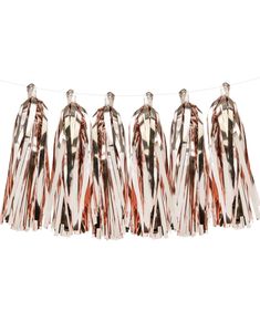 Roseguldfärgad Tofsbanner med 12 Tofsar och 2 meter Tråd