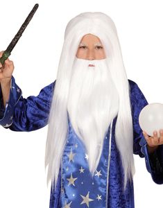 Vit Trollkarlperuk till Barn med Skägg