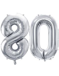 80 års ballonger - 86 cm silver