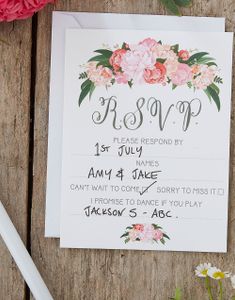 10 st RSVP Kort - Bohemian Rose