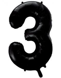 Talet 3 - Svart JUMBO Folieballong 86 cm