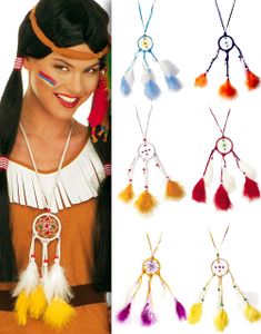 Indiansmycke – Blå Drömfångare med Pärlor och Fjädrar 