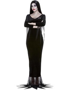 Licensierad Addams Family Morticia Dräkt med Peruk