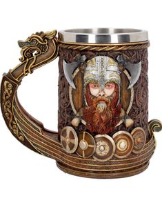 Stor Luxuös Mugg / Sejdel med Vikingamotiv 14 cm