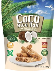 Coco Rice & Coconut Crispy Rolls - Kokosrullar med Sesam och Jasminris 100g (Thailand)