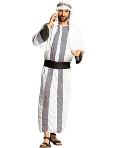 Vit Shejk Kostym med Ränder