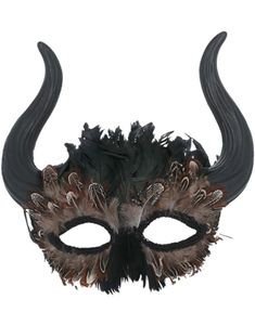 Venetian Horn Maske med Fjær