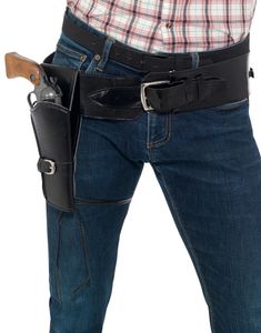 Svart Deluxe Skinnimiterat Bälte med Pistolhölster