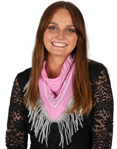 Rosa Cowboybandana med Sølvfrynser