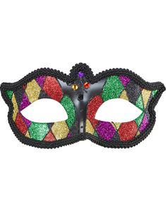 Svart Gycklare Ögonmask med Glitter