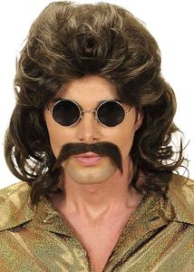 70-Tals Brun Peruk och Mustasch