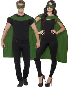 Mörk Grönt Superhjälte Kit med Kappa och Ögonmask