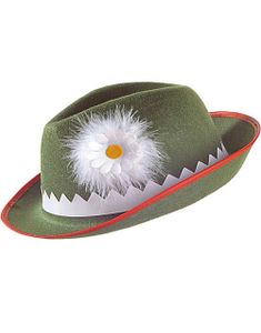 Grön Oktoberfesthatt med blommor och kanter