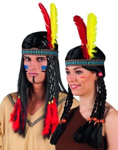 Mönstrat Indian Pannband med Fjädrar