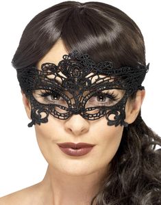 Broderad Viktoriansk Ögonmask i Svart