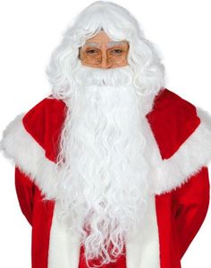 Bølgete Hvit Nisseparykk og Langt Bølgete Skjegg