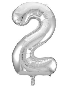 Talet 2 - Silverfärgad JUMBO Folieballong 86 cm