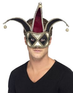 Svart och Röd Hovnarr Ögonmask med Bjällra