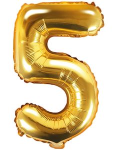 Talet 5 - Guldfärgad 35 cm Folieballong