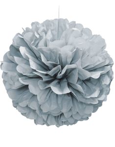 1 st Silverfärgad Puff Pom Pom 40 cm