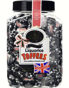 1,25 kg Walkers Liqurice Toffee - Stor boks med lokk