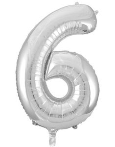 Talet 6 - Silverfärgad JUMBO Folieballong 86 cm
