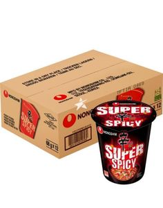 12 stk Nongshim Shin Ramyun Red Super Spicy Noodle Cup - Hel Eske 816 gram (Korea Import)