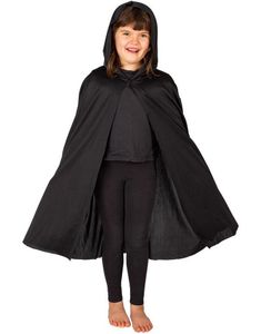 Svart Kappe med Hette til Barn 4-8 ÅR