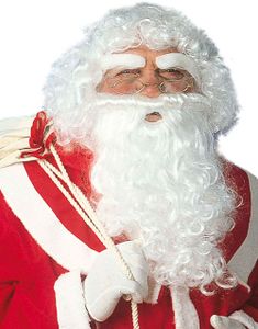 Vitt Tomtehår-set med Skägg - 4 Delar